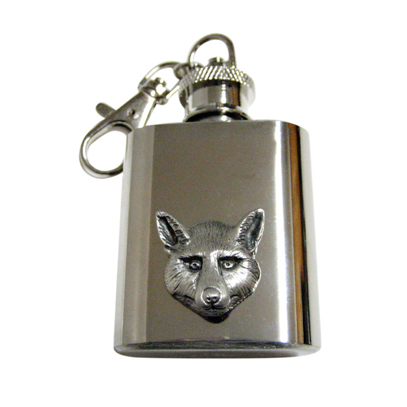 Textured Fox Head Keychain Flask - Picture 1 of 1